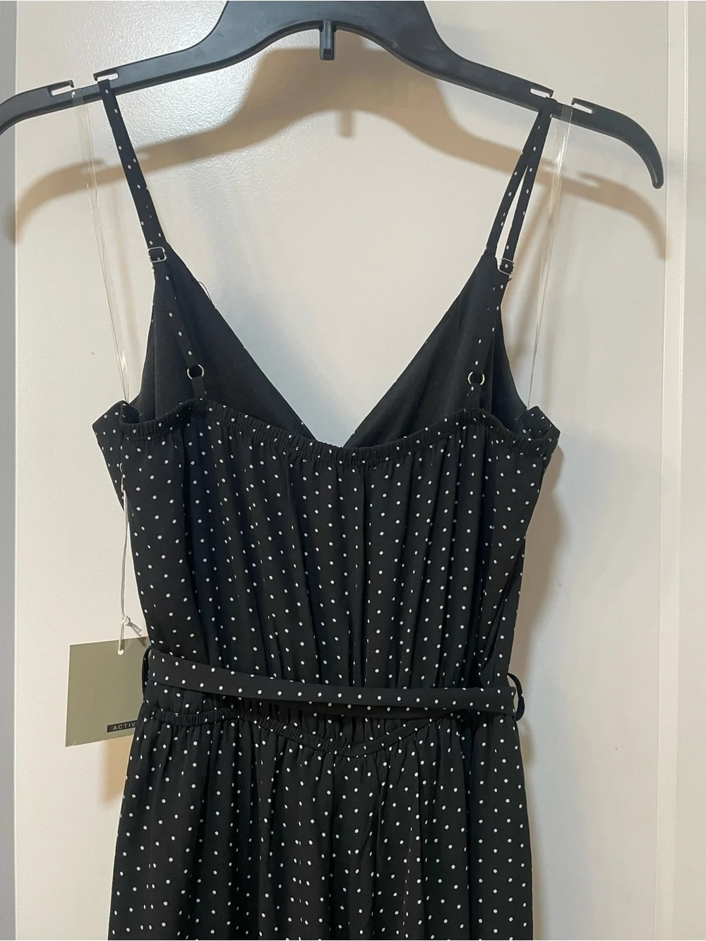 Active USA Jumpsuit BLK Polka Dot Jumper Wide Leg Women's SZ Medium, NEW! Cute!